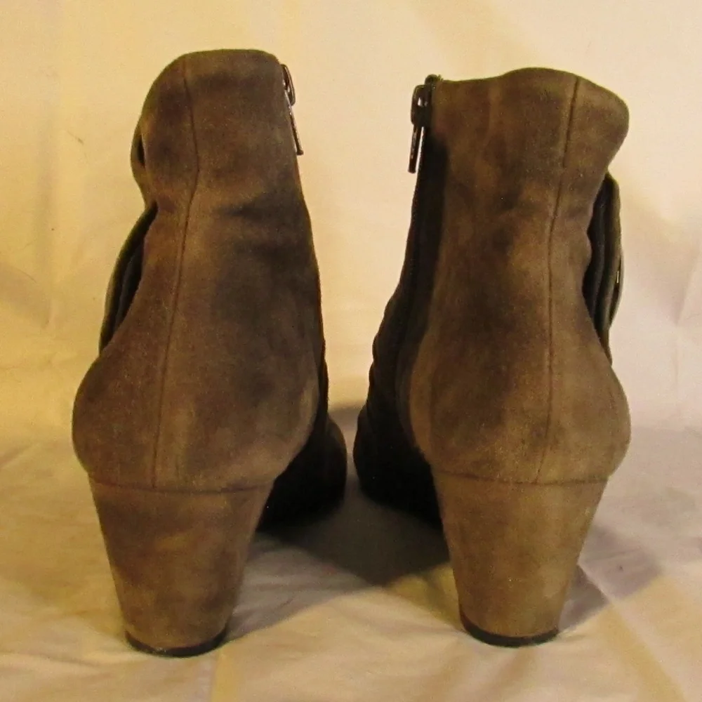 Van Eli Brown Suede Ankle Wedge Boots